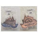 TITANIC COLORIZED 5 OZ .999 COPPER BULLION