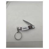 Damascus Steel Folding Pocket Knife Keychain