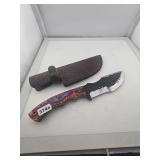 Custom Forged Hunting Knife with Leather Sheath