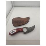 Damascus Steel Skinner Knife Leather Sheath