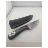Damascus Steel Hunting Knife with Sheath 225e