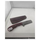 Custom Damascus Steel Razor Knife With Sheath