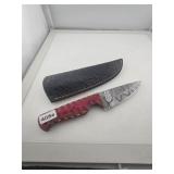 Damascus Steel Hunting Knife with Sheath 408e