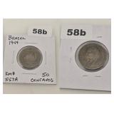 1944 Brazil 50 Centavos Copper-Nickel Coin
