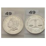 1984 1 OZ .999 FINE SILVER TRADE UNIT ROUND