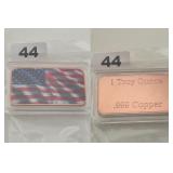 USA Flag 1 Troy Ounce .999 Copper Bullion Bar
