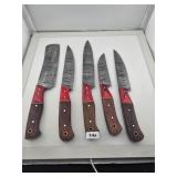 Custom Damascus Steel 5 Piece Knife Set 14a
