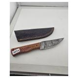 Custom Damascus Steel Hunting Knife With Sheath