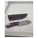Damascus Steel Fixed Blade Knife With Sheath