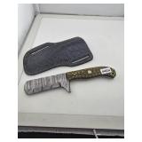 Custom Damascus Steel Cleaver With Sheath