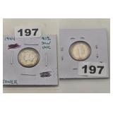 1944 Mercury Dime Toned Silver Uncirculated