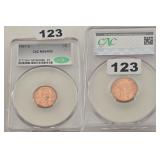 1957-D Wheat Penny Copper CAC MS64RD Slabbed