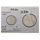 1984 Hungary Copper-Nickel 5 Forint KM 635 Coin