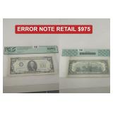 1969A $100 Federal Reserve Error Note PCGS 58