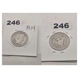 1914 Barber Silver Quarter US Coin Rare 90%