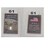 American Grain Co .999 Fine Silver Bar Card