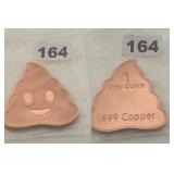 Poop Emoji 1 Troy Ounce .999 Copper Round Bullion
