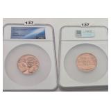 2005 STAR WARS CA LOTTERY YODA COPPER NGC MS