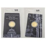 China Panda .999 Silver Gold Gilded Coin COA