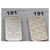 Johnson Matthey Fine Silver 999 1 Ounce Bar