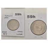 1994 Turkey 1000 Lira Copper-Nickel Coin Set