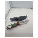 Damascus Steel Skinner Knife Leather Sheath