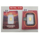 Scottsdale Mint Cowboy 1/100 oz .9999 Gold Bar