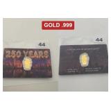 2026 250 YEARS LOW MINTAGE 1/1000 OZ .999 GOLD