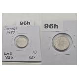 1983 Sweden 10 Ore Copper-Nickel Coin KM# 850