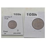 1968 Zambia 2 Ngwee Copper Coin KM# 10 Scarce