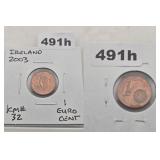 2003 Ireland 1 Euro Cent Copper Coin KM# 32