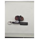 Mini Damascus Steel Cleaver Keychain Sheath