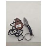 Damascus Steel Neck Knife With Leather Sheath