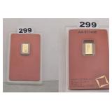 Valcambi Suisse 1g Gold Bar .9999 Fine Assay