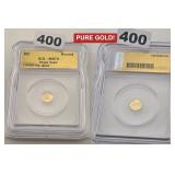 ICG MS70 Eagle Head 1/500th Oz. Pure Gold Round