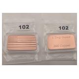 1 Troy Ounce .999 Copper American Flag Bar