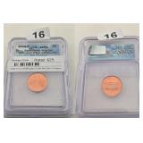 2005-P ICG SP69 Satin Finish Copper Penny 1c