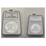 2008 China Silver Panda 10Y NGC MS69 Brown Label