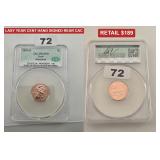 2025-D Rare Copper Penny CAC MS64RD Signed Slab