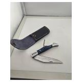 Laguiole Folding Knife Corkscrew Leather Case