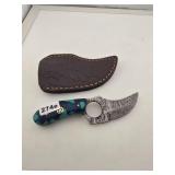 Custom Damascus Steel Skinner Knife With Sheath