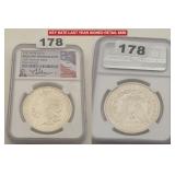 1921 Silver Morgan Dollar LYP NGC Signed BU