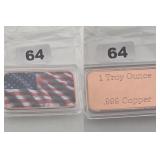 American Flag 1 Troy Ounce .999 Copper Bar