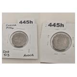 1936 India 1 Anna George V Copper Nickel Coin