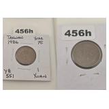 1986 Taiwan Year 75 One Yuan Copper Coin 456h