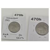 1983 Zimbabwe Copper-Nickel 20 Cents Coin Lot