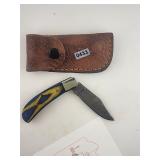 Damascus Steel Folding Knife With Sheath $130
