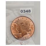 1921 Peace Dollar Copper Bullion Round $130