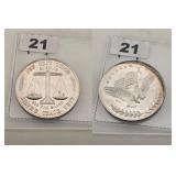 Vintage Eagle Flag 999 Fine Silver Trade Unit