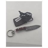 Damascus Steel Mini Knife Keychain Sheath